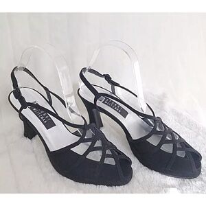 Stuart Weitzman Black Strappy Slingback HeSize 8.5B | Vintage Evening Sandals